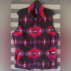 Chaps Sport Southwest Aztec Print Full-Zip Fleece Vest Women’s 1X EUC